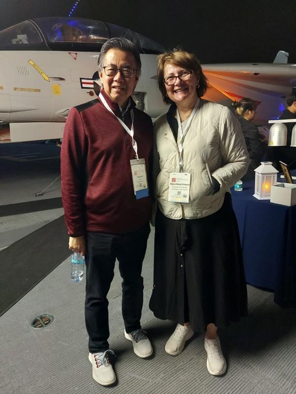Professor Joseph Loo and Dijana on the &ldquo;Midway&rdquo; warship from WWII.