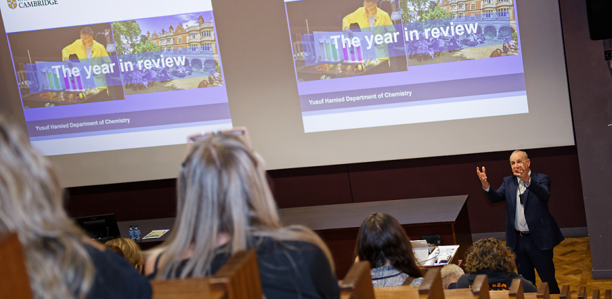 James Keeler delivers a Year in Review lecture.