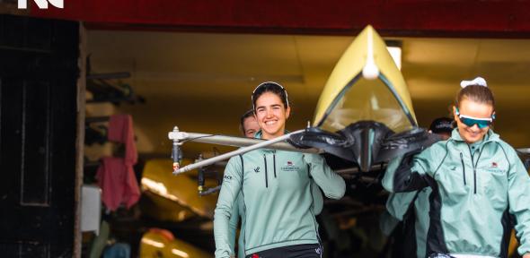 Hannah Warren taking out the boat with the Women&rsquo;s Lightweight team. Courtesy of Nordin Catic.